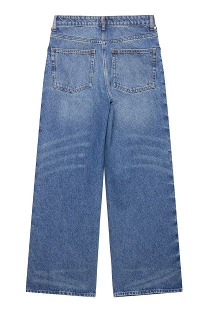 Women's Stylish Metal Rivet Embellished Straight Leg  Jeans