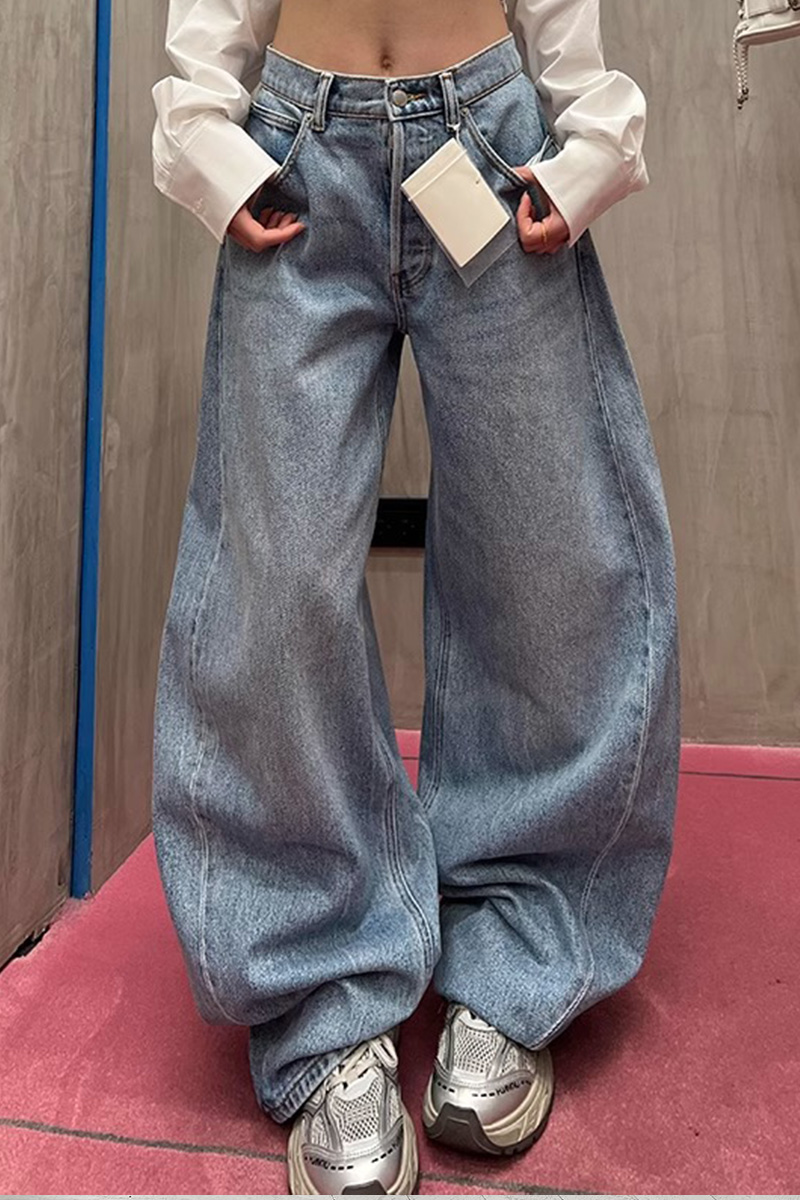 Women's Street Embossed Lettering Jeans