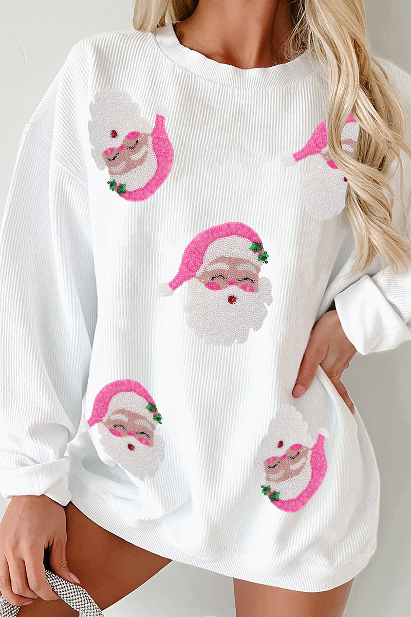 Ladies' Loose Casual Christmas Santa Long-Sleeve Hoodie