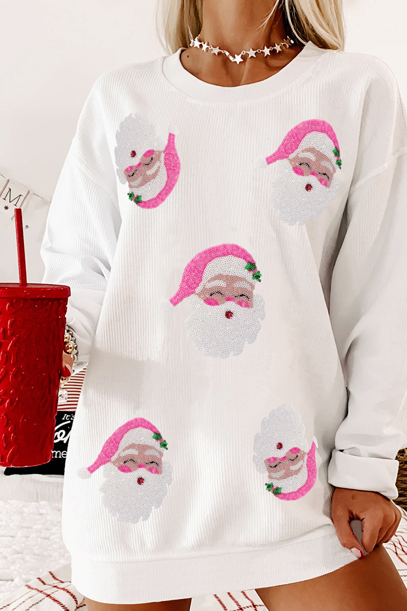 Ladies' Loose Casual Christmas Santa Long-Sleeve Hoodie