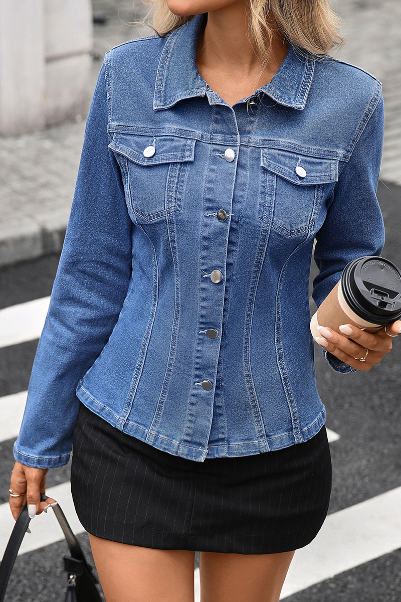 Women's Washable Stretch Waist-Defining Denim Jacket