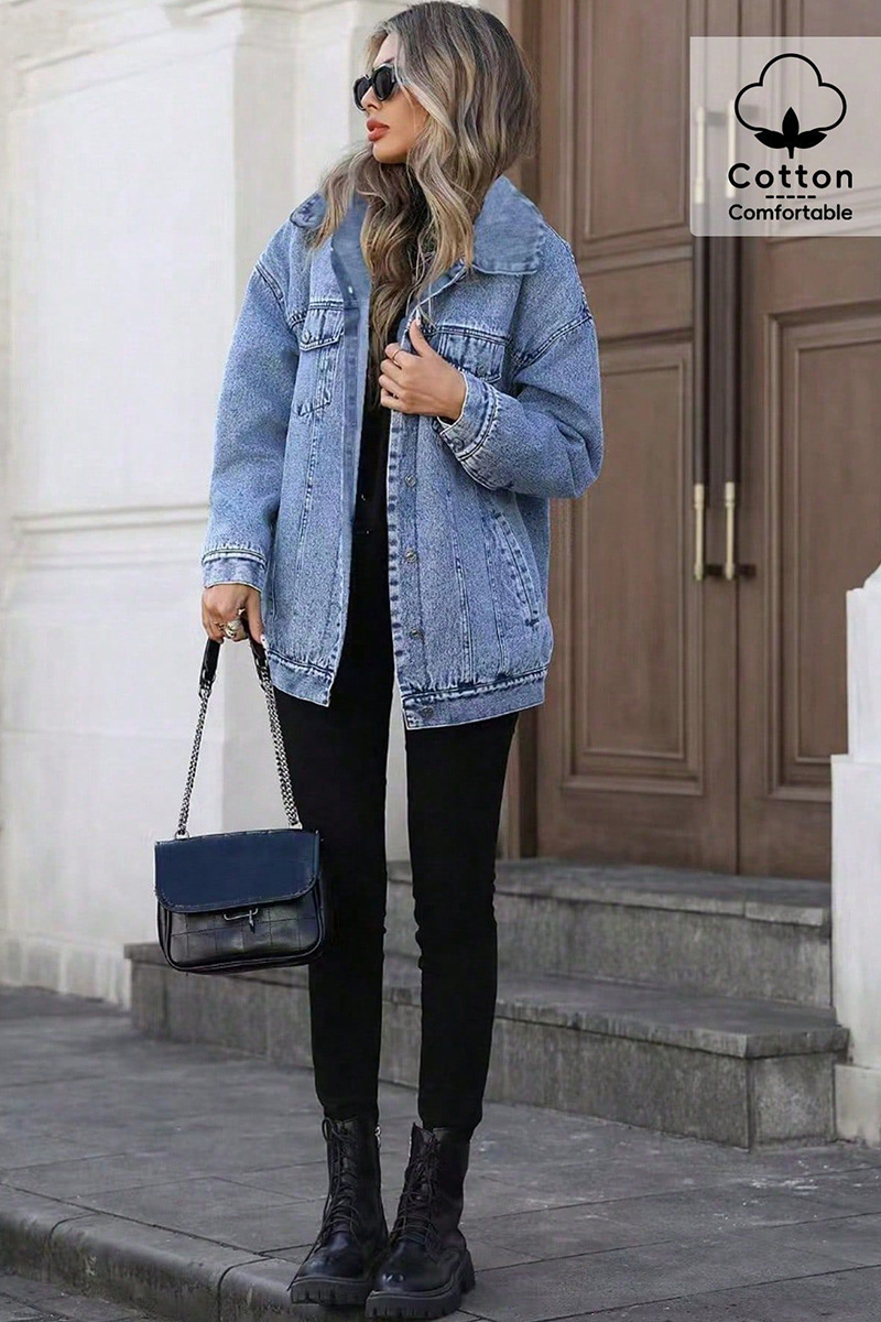 Trendy Loose Women's Long-Sleeve Denim Jacket