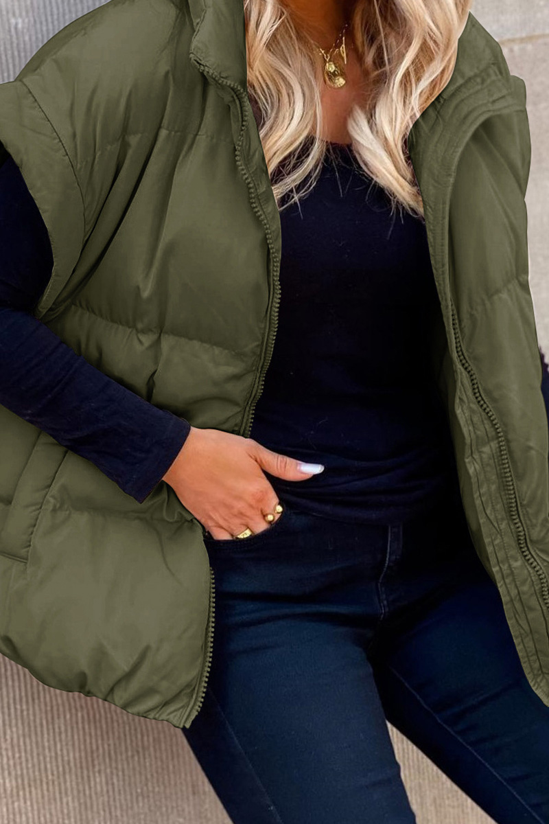 Women's Classic Solid-Zip-Pocket Sleeveless Jacket