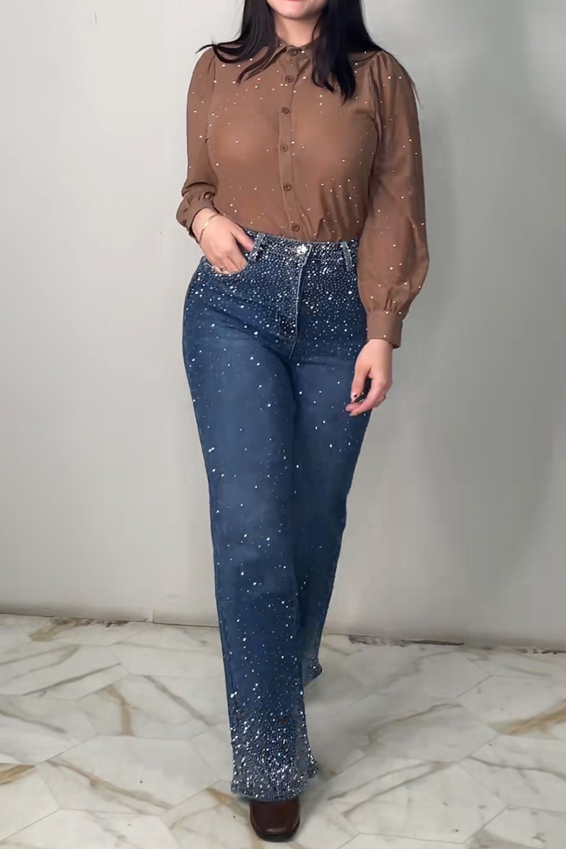 Women's Dazzling Crystal Ombre Stretch Fit Jeans