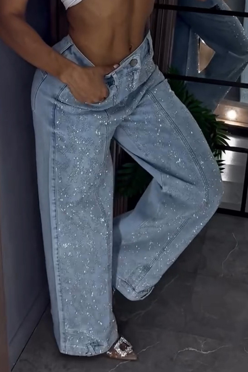 Ladies' Trendy Diamond-Studded Sparkling Stretch Jeans