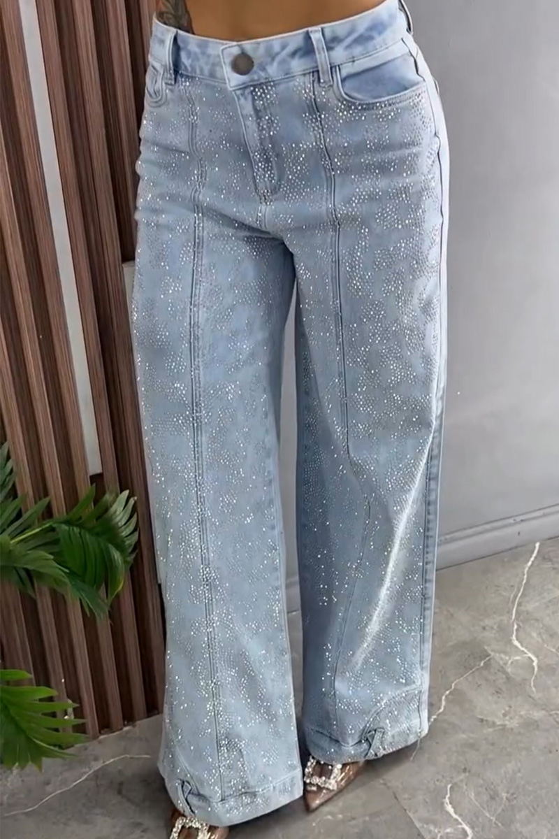 Ladies' Trendy Diamond-Studded Sparkling Stretch Jeans