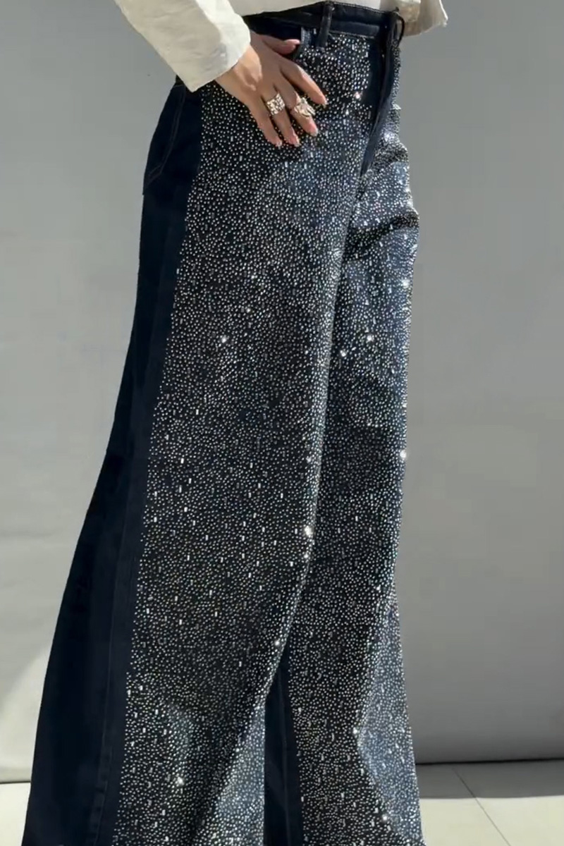 Vintage Fully-Set Crystal Embroidered Jeans For Women