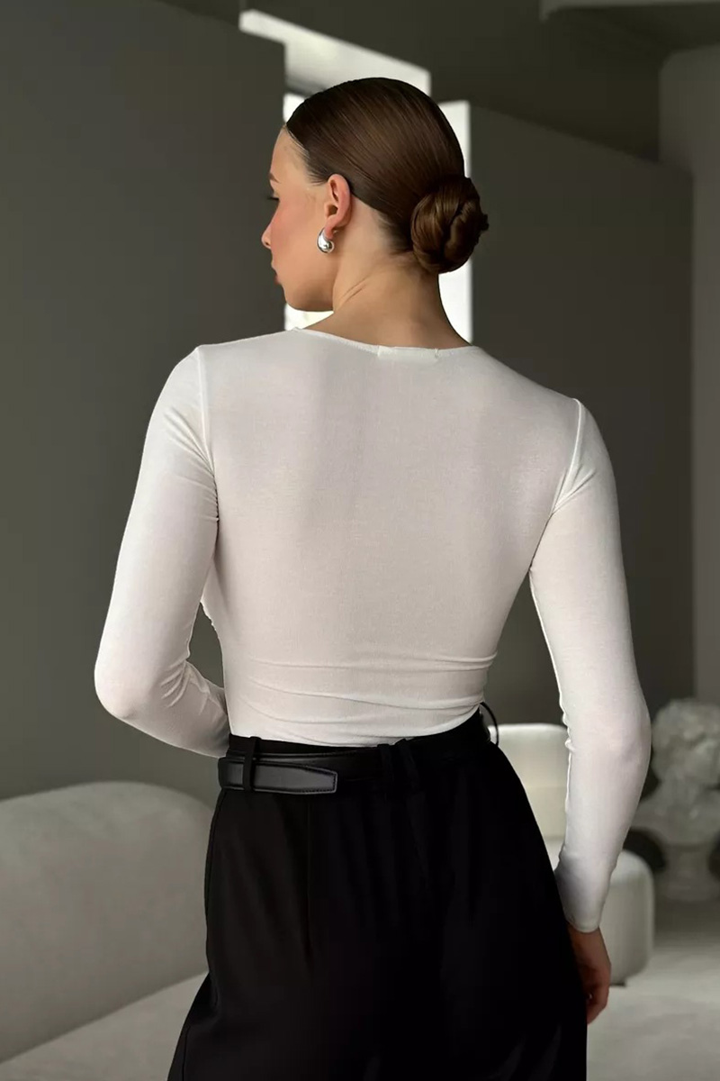 Women's Elegant Cross-Front Twist Knit Long-Sleeve Top