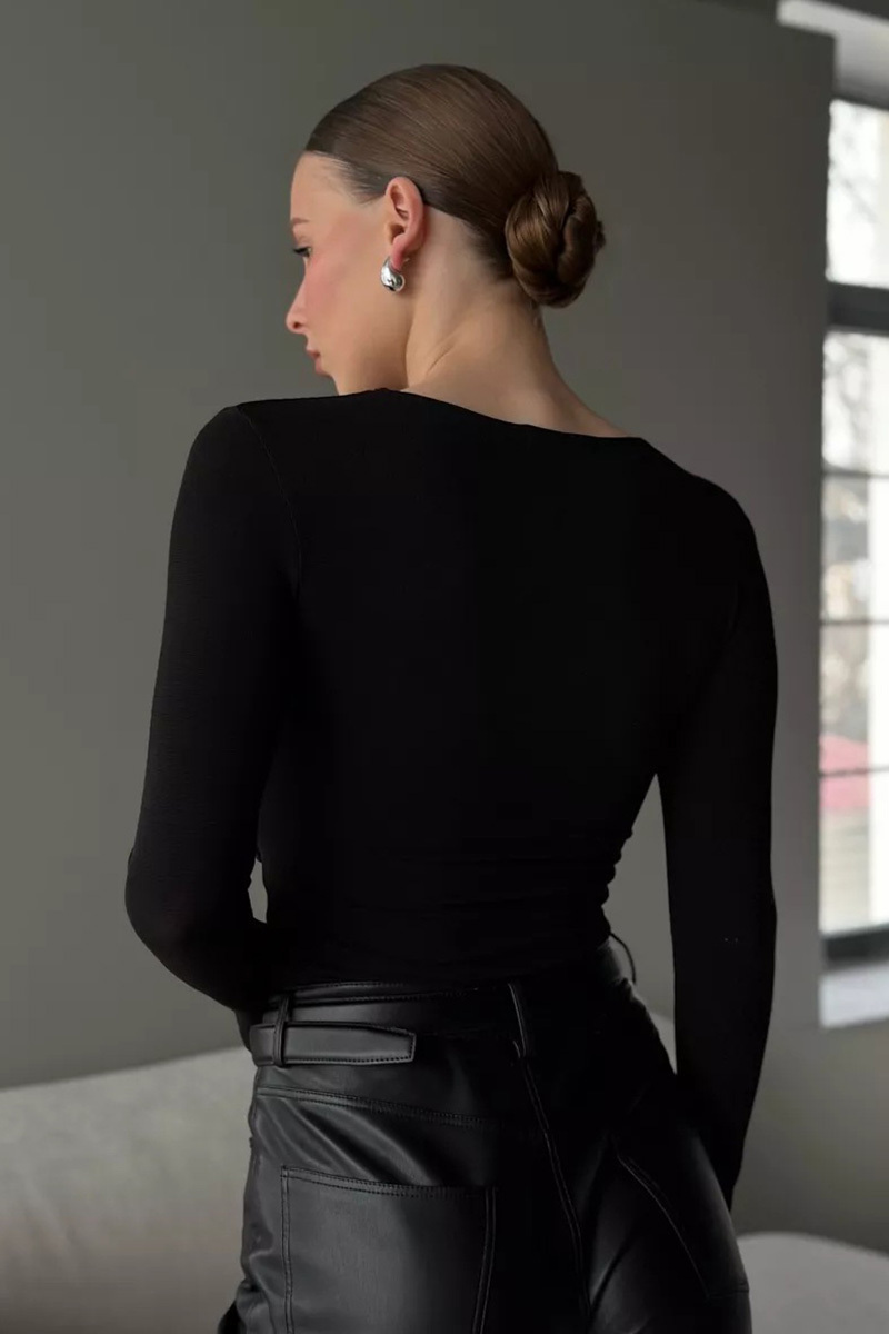 Women's Elegant Cross-Front Twist Knit Long-Sleeve Top