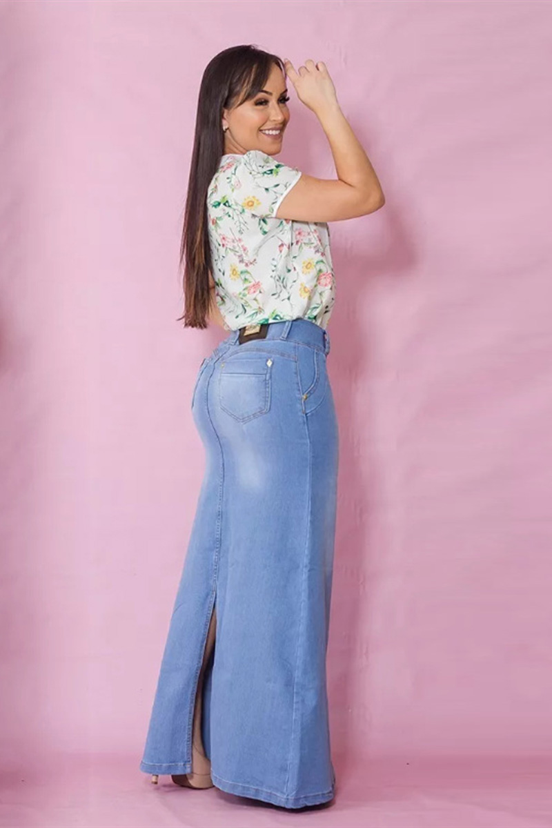 Women's Vibe Butt-Lifting Tailored Mermaid Denim Skirt