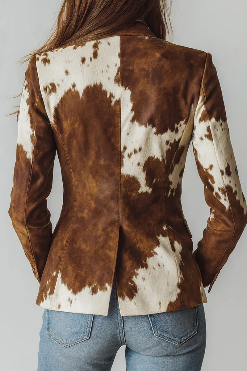 Artistic Block Print Relaxed Fit Long Sleeve Jacket For Women