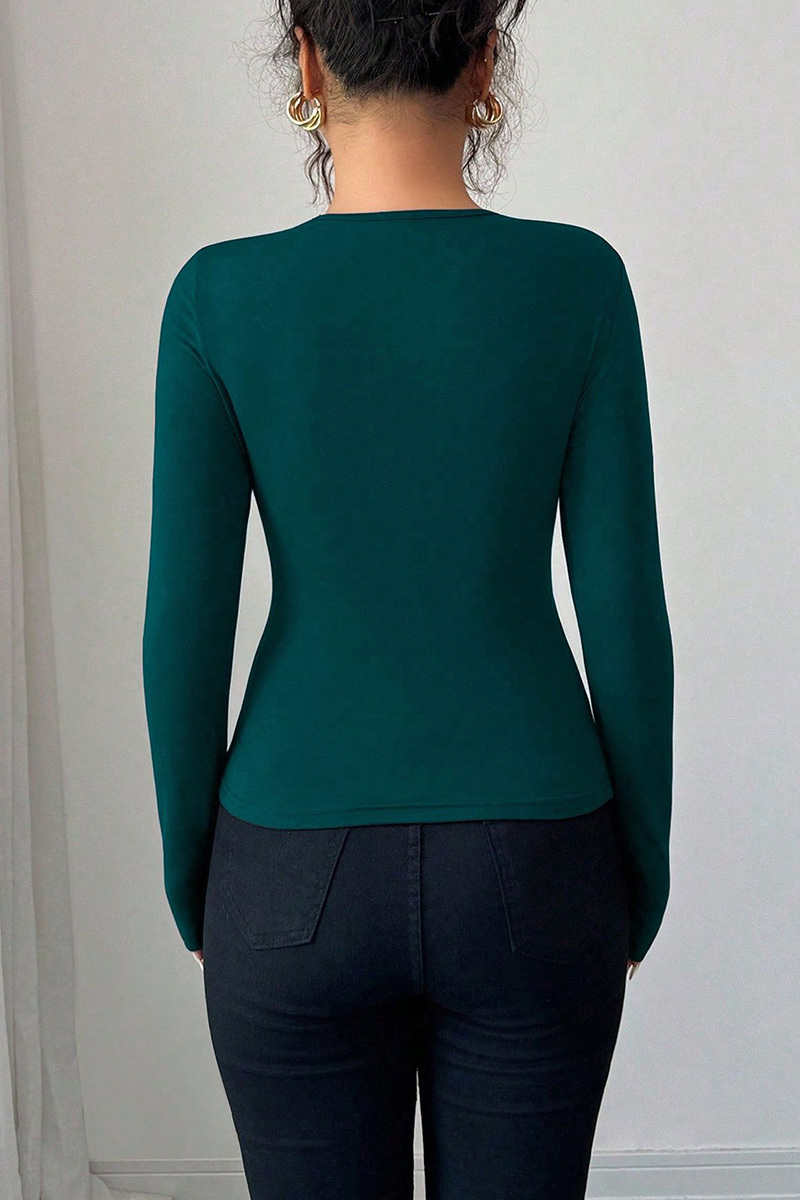 Lady's Asymmetric Hollow-Out Metal Decoration Top