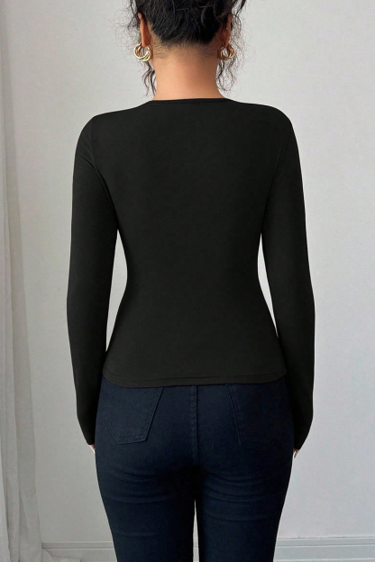 Lady's Asymmetric Hollow-Out Metal Decoration Top