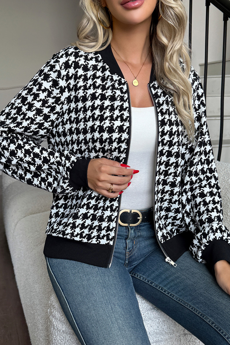 Women's Stylish Loose Houndstooth Jacket
