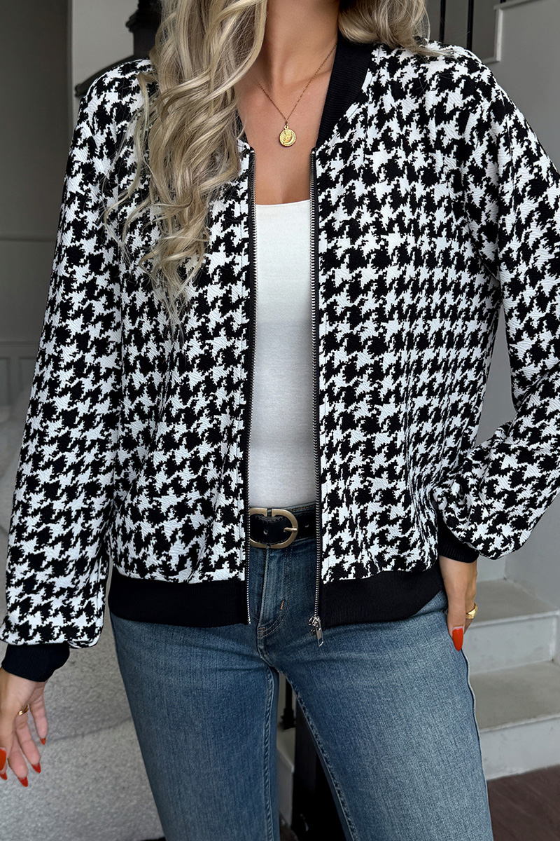 Women's Stylish Loose Houndstooth Jacket