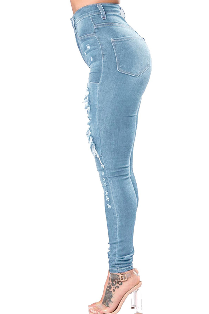 Ladies' Stylish Distressed Ripped Skinny Jeans