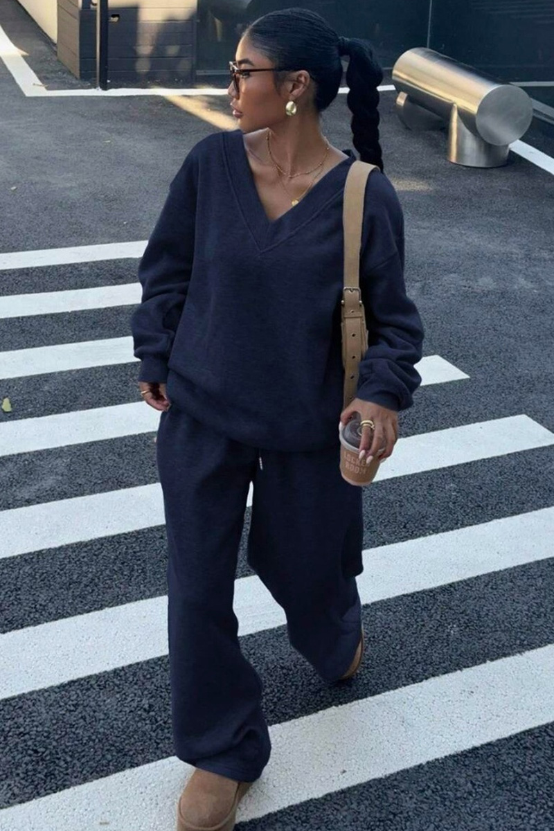 Women's Retro Long-Sleeve Oversized Hoodie Set