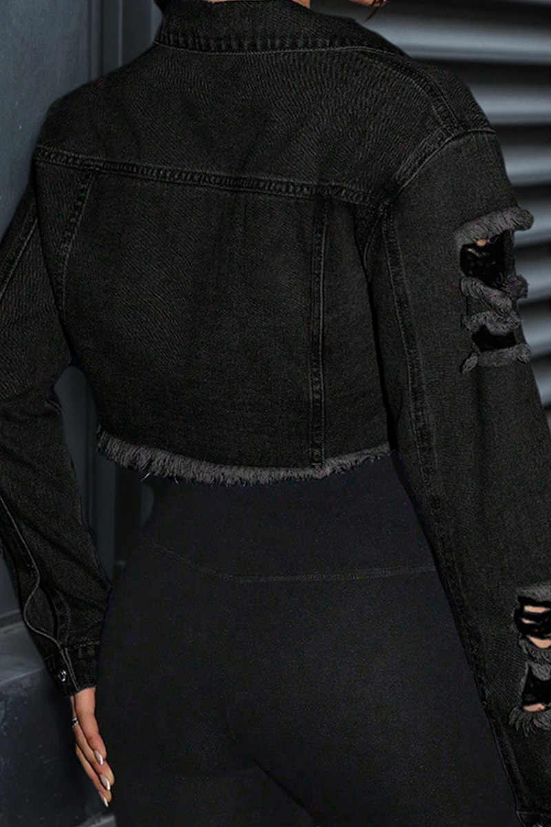 Women's Distressed & Lightweight Raw Edge Denim Jacket