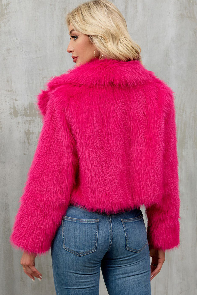 Ladies' Chic Leather Coat with Lapel Collar