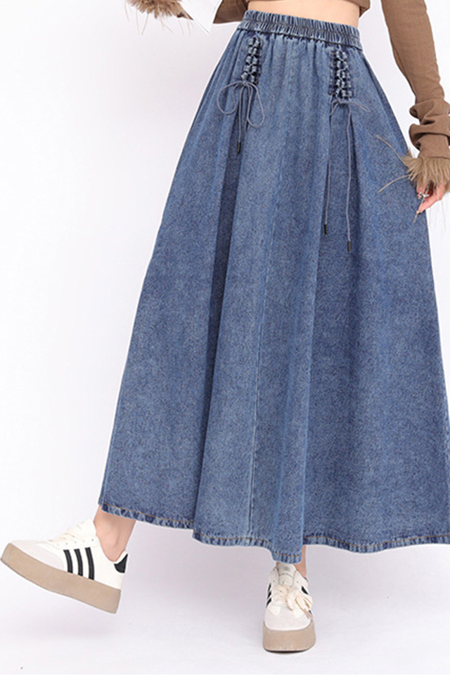 Women's Retro Faded Denim A-Line Skirt