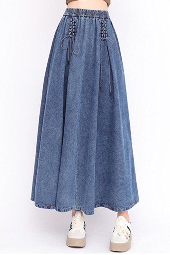 Women's Retro Faded Denim A-Line Skirt
