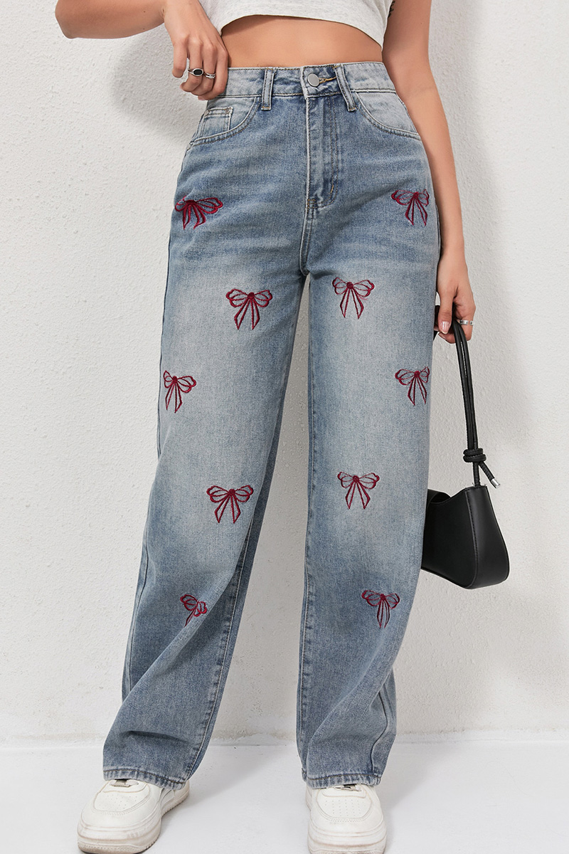 Ladies' Classic Butterfly Embroidered  Jeans