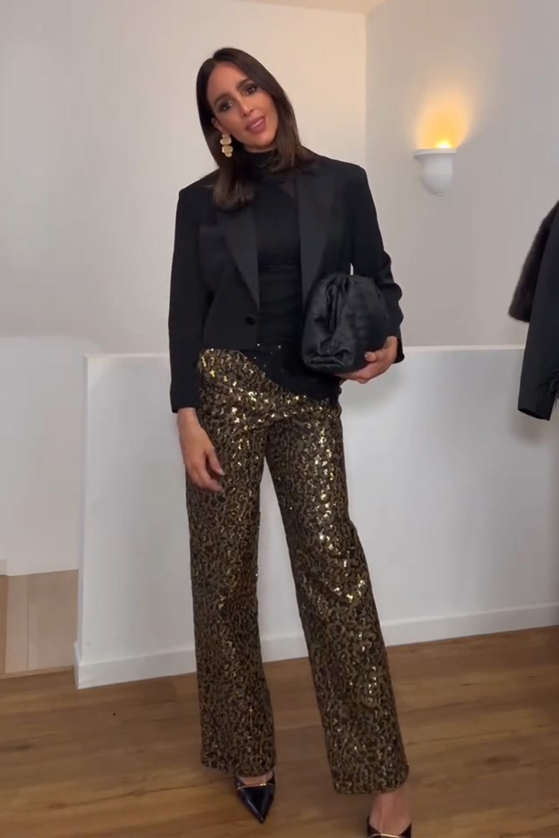 Ladies Sexy Leopard Print Sequin Pants
