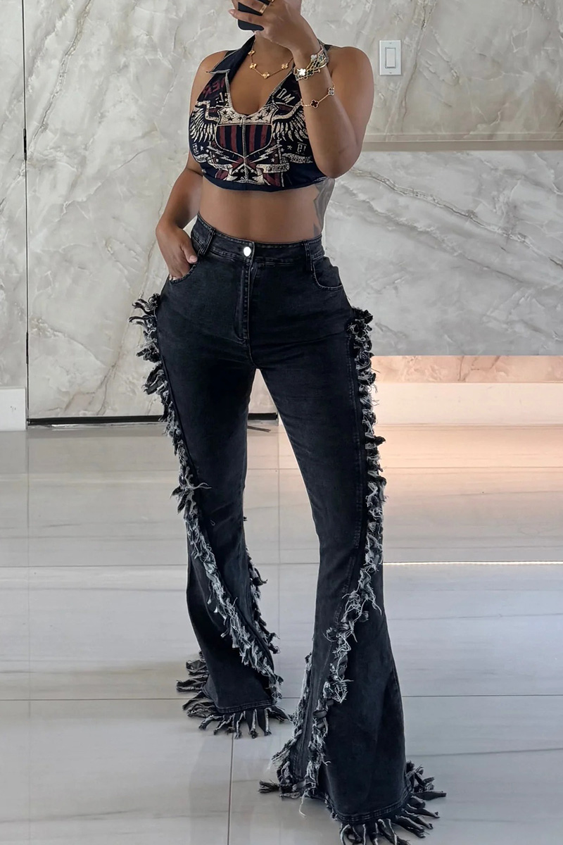 Ladies Groovy Flared  Floor Length Jeans