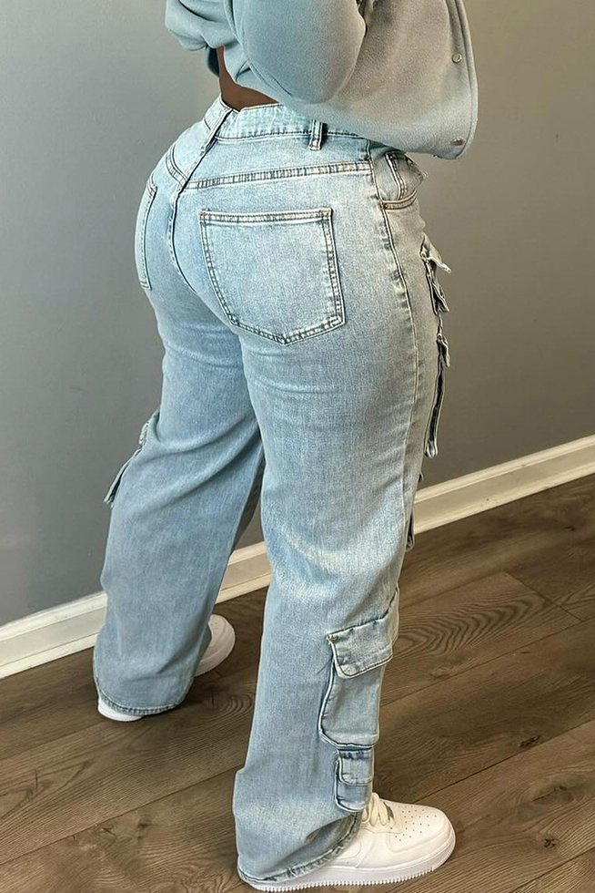 Women‘s High Street Washed Straight Leg Jeans