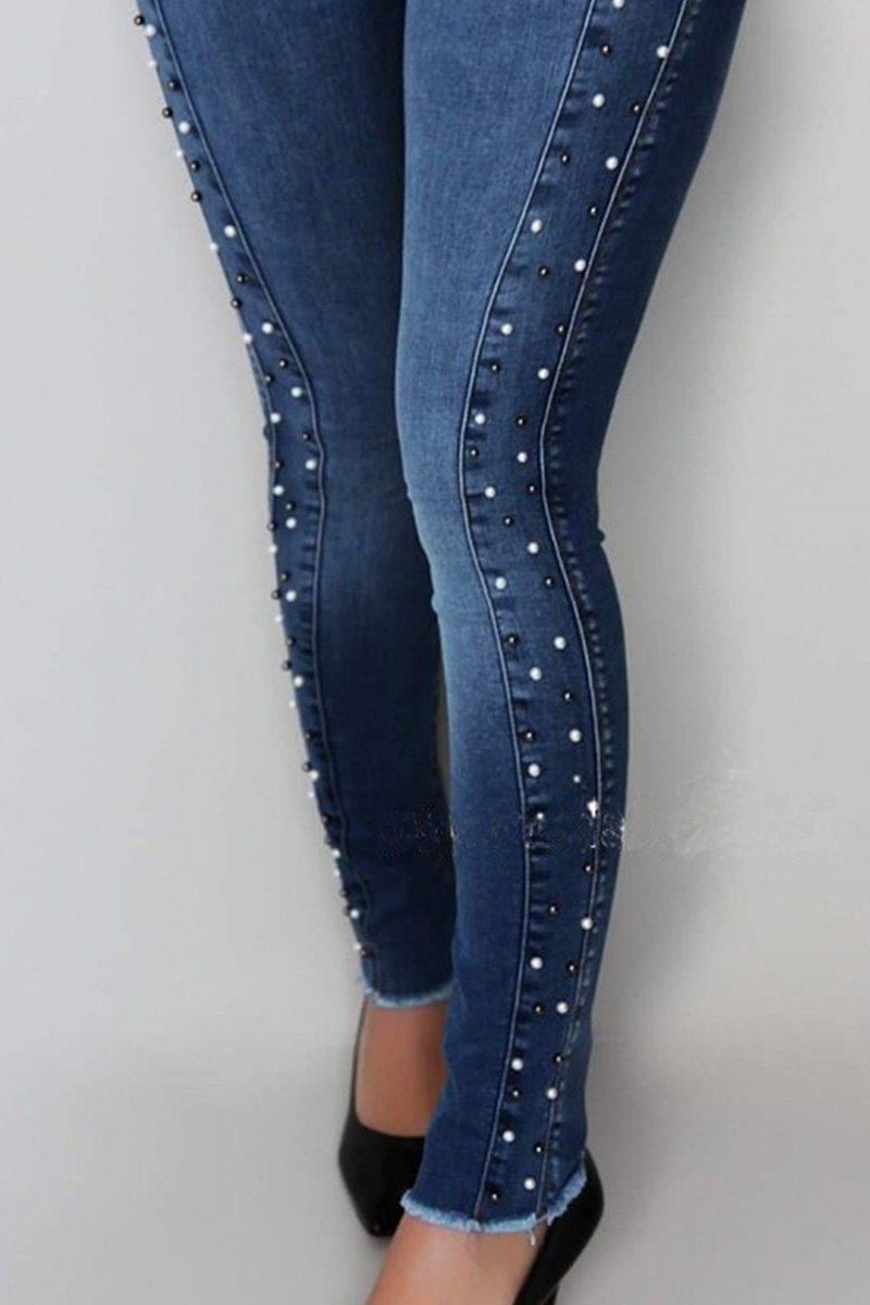 Women's High Waist Push Up Rhinestone Embellished Jeans