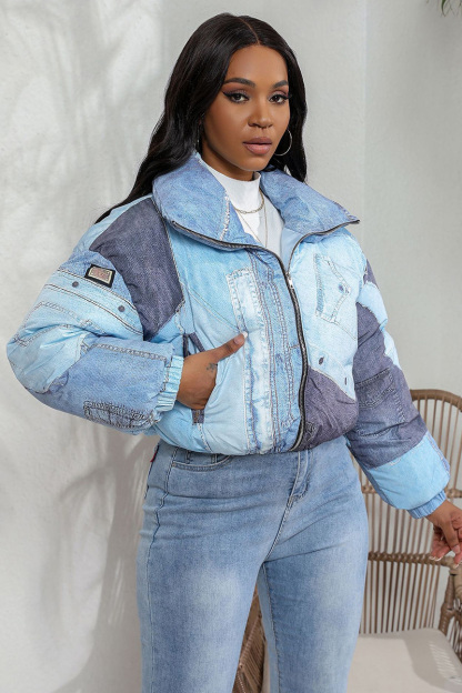 Women's Trendy Denim Print Cotton Jacket
