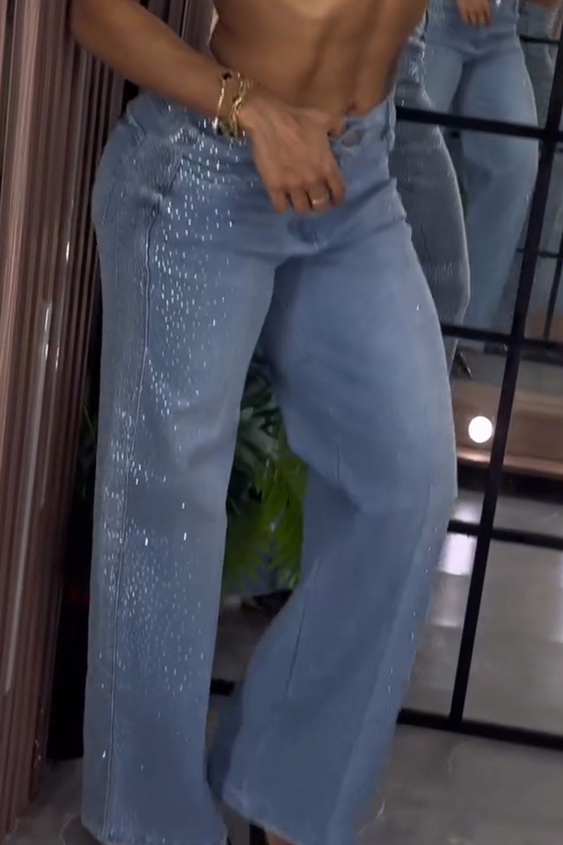 Women's Glam Rhinestone Embroidered Sparkling Jeans