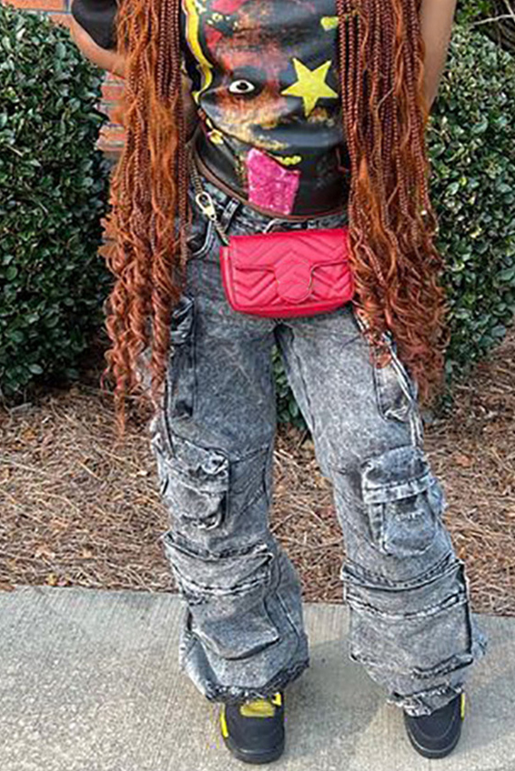 Multi Pocket Cargo Jeans For Women Stylish Utility Wear