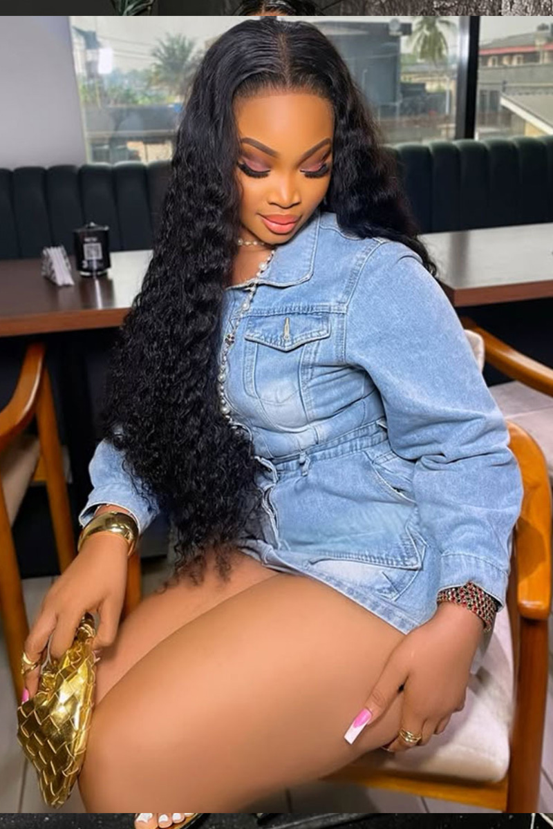 Women's Multi Pocket Washed Stretch Denim Dress In Trend