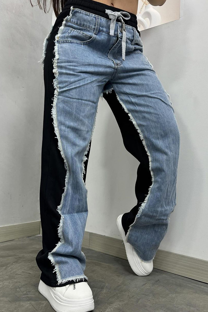 Women's Contrast Panel Side Stripe Jeans In Trendy Cut