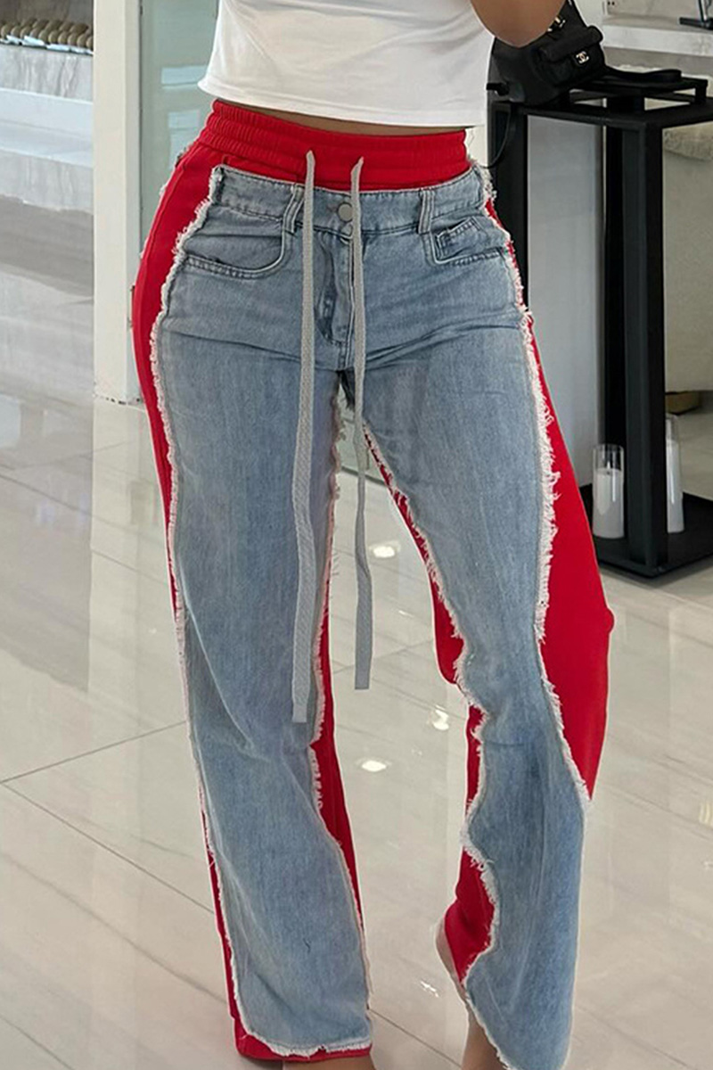 Women's Contrast Panel Side Stripe Jeans In Trendy Cut