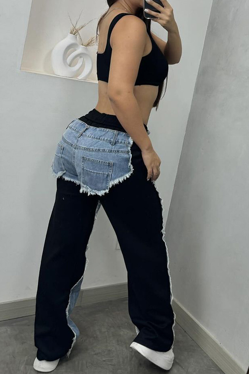 Women's Contrast Panel Side Stripe Jeans In Trendy Cut