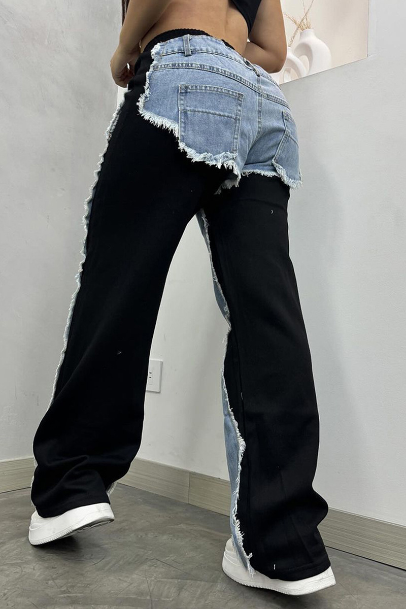 Women's Contrast Panel Side Stripe Jeans In Trendy Cut