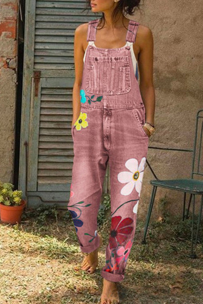 Women's Versatile Loose Fit Printed Jumpsuit