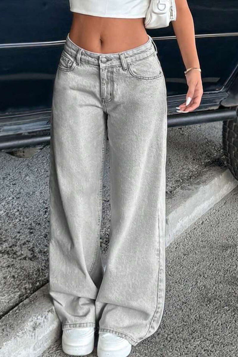 Retro Low Rise Washed Straight Leg Jeans For Women