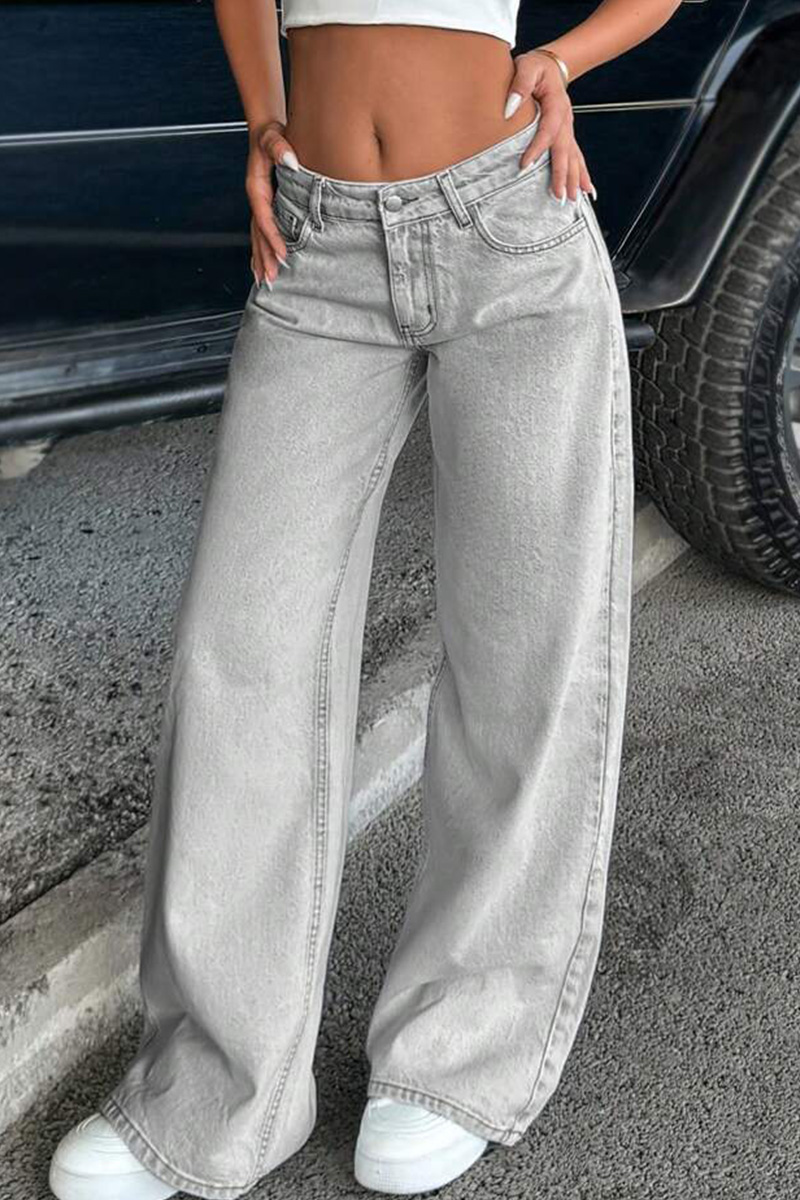 Retro Low Rise Washed Straight Leg Jeans For Women