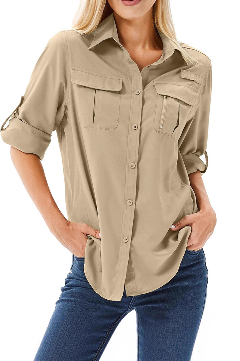 Women Solid Color Outdoor Long Sleeve Shirt