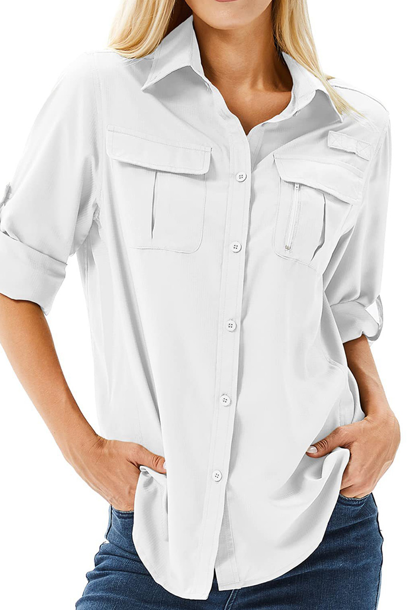 Women Solid Color Outdoor Long Sleeve Shirt