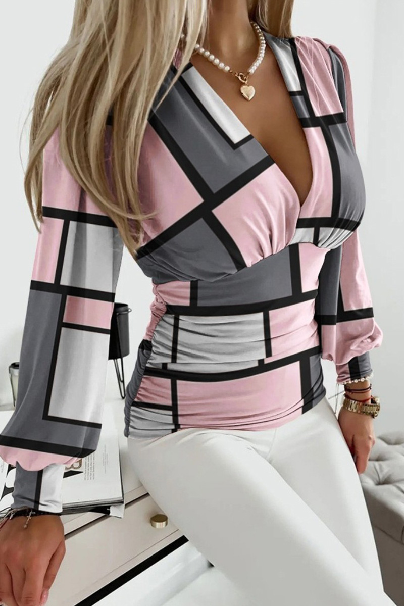 Flowy V-Neck Floral Print Blouse For Women