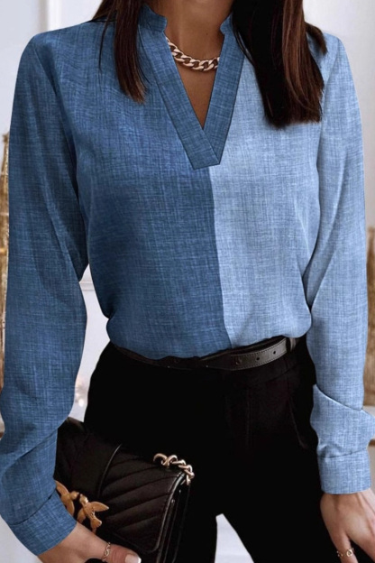 Ladies Contemporary V Neck Lace Long Sleeve Blouse