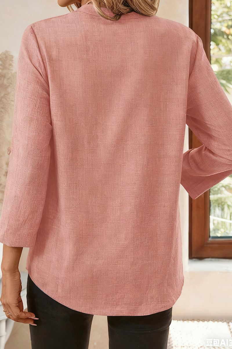 Elegant Solid Color V-Neck Shirt With Cut-Out Sleeves For Women