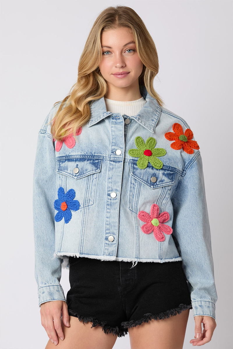 Women's Trending  Multicolor Embroidered Denim Jacket