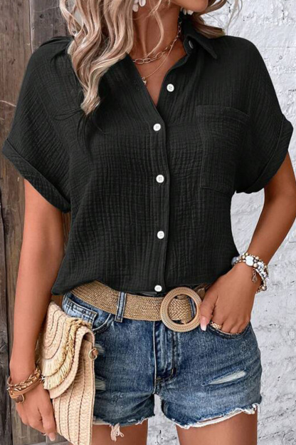 Classic Women's Cotton Solid Button Down Shirt