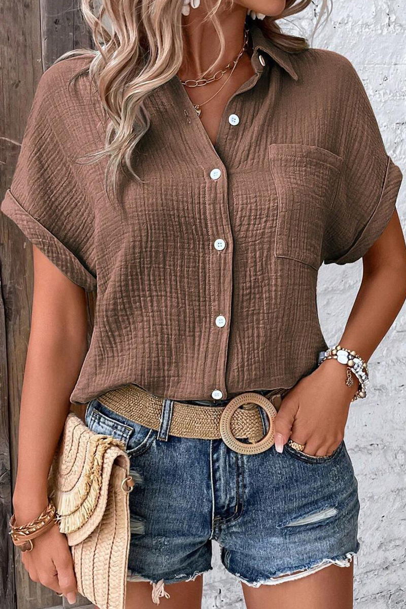 Classic Women's Cotton Solid Button Down Shirt