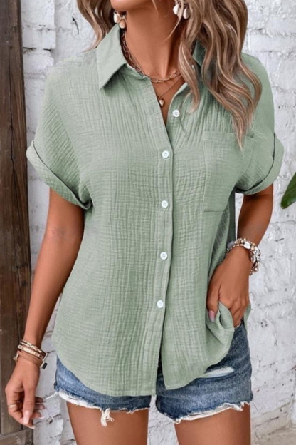 Classic Women's Cotton Solid Button Down Shirt
